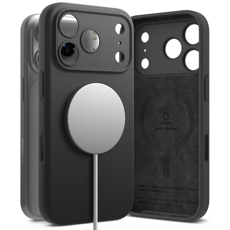 Kryt Ringke SILICONE MAGNETIC MAGSAFE pro iPhone 17 Pro - black