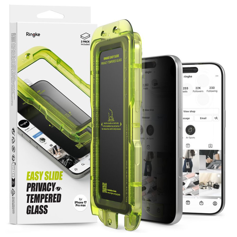 Ochranné sklo Ringke EASY SLIDE 2-PACK pro iPhone 17 Pro Max - privacy