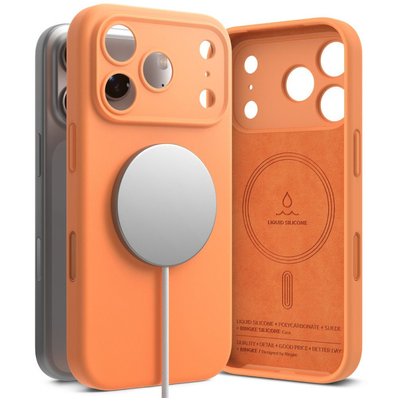 Kryt Ringke SILICONE MAGNETIC MAGSAFE pro iPhone 17 Pro Max - tangerine