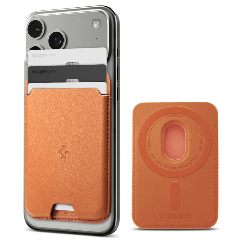 Držák Spigen VALENTINUS MAGSAFE UNIVERSAL MAGNETIC CARD HOLDER pro MagSafe - metallic orange