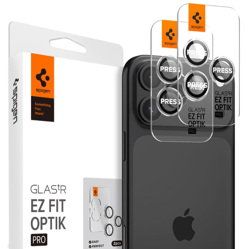 Sklo na fotoaparát Spigen Optik Pro pro iPhone 14 Pro/14 Pro Max/15 Pro/15 Pro Max/16 Pro/16 Pro Max/17 Pro/17 Pro Max - čiré