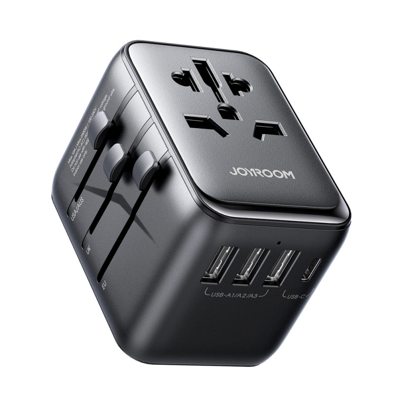 Cestovní adaptér Joyroom JR-TCW01 univerzální 17W EU / US / UK / JP / AU / CN - černý