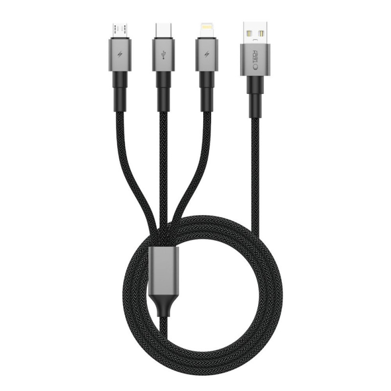 Kabel Tech-Protect ULTRABOOST DNA 3IN1 pro nabíjení (Lightning, USB-C, Micro-USB) - iron grey