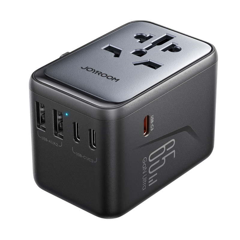 Cestovní adaptér Joyroom JR-TCW02 65W univerzální EU / US / JP / AU / UK / CN - černý