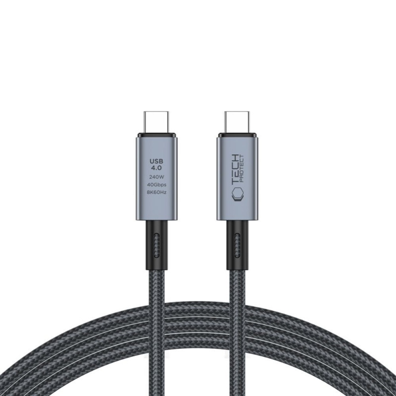 Kabel Tech-Protect ULTRABOOST MAX USB 4.0 8K 40Gbps TYPE-C pro nabíjení a přenos dat - šedý