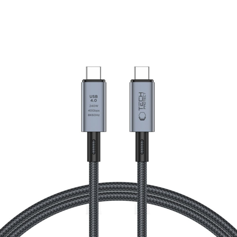 Kabel Tech-Protect ULTRABOOST MAX USB 4.0 8K 40GBPS TYPE-C pro nabíjení - šedý