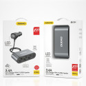 Dudao R1Pro nabíječka do auta 2× USB + 3× zásuvka černá