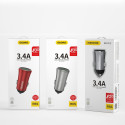 Nabíječka do auta Dudao R6S 2× USB 3.4A stříbrná