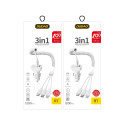 Nabíječka do auta Dudao R7 2x USB 2,4A + kabel 3v1 bílá