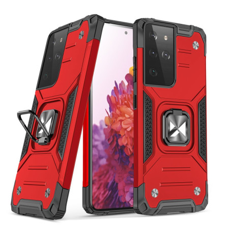 Kryt Wozinsky Ring Armor pro Galaxy S22 Ultra - červená