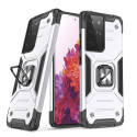 Kryt Wozinsky RING ARMOR pro Galaxy S22 Ultra – stříbrná