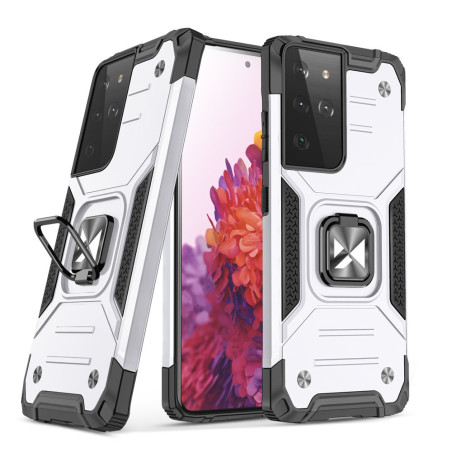 Kryt Wozinsky RING ARMOR pro Galaxy S22 Ultra – stříbrná