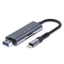 Čtečka karet Tech-Protect UltraBoost Lightning / USB-A – podpora MicroSD, SDHC, SDXC, MMC Micro, RS-Micro – šedá