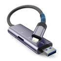 Čtečka karet Tech-Protect UltraBoost Lightning / USB-A – podpora MicroSD, SDHC, SDXC, MMC Micro, RS-Micro – šedá