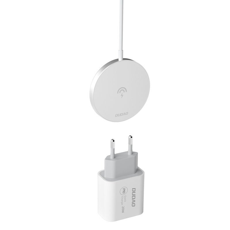 DUDAO A12XS Sada bezdrátové MagSafe 15W nabíječky a USB-C adaptéru 20W, bílá