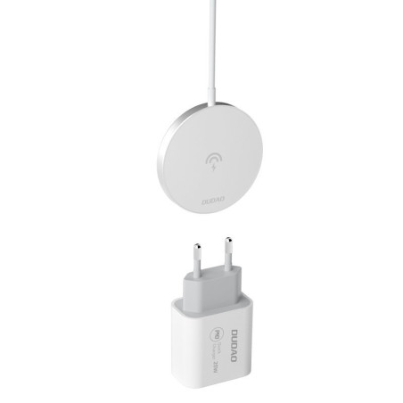 DUDAO A12XS Sada bezdrátové MagSafe 15W nabíječky a USB-C adaptéru 20W, bílá