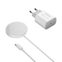 DUDAO A12XS Sada bezdrátové MagSafe 15W nabíječky a USB-C adaptéru 20W, bílá