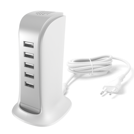 Nabíječka Dudao A5EU 5× USB pro 5 zařízení - bílá