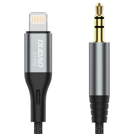 Dudao L11PRO kabel Lightning–3,5mm 1 m šedý