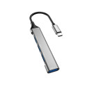 DUDAO A16T USB-C Hub 4v1 - USB-C na 4x USB (3x USB2.0, 1x USB3.0), stříbrný