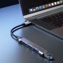 DUDAO A16T USB-C Hub 4v1 - USB-C na 4x USB (3x USB2.0, 1x USB3.0), stříbrný