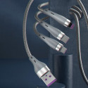 Dudao 3v1 USB kabel 65W (Lightning/microUSB/USB-C) 1,2 m - šedý