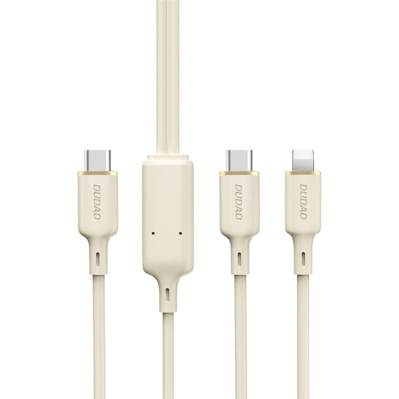 Kabel Dudao L7SF pro nabíjení 2v1 USB-C - USB-C / Lightning 100W 1.2m - béžový