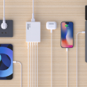 Dudao A228EU GaN 1x USB-A 4x USB-C PD 228W nabíječka - bílá