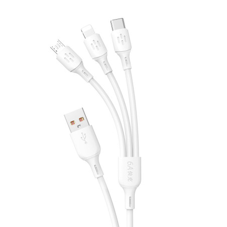 Kabel Dudao L8A-3IN1 3v1 USB-C/microUSB/Lightning - bílá