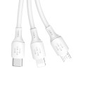 Kabel Dudao L8A-3IN1 3v1 USB-C/microUSB/Lightning - bílá