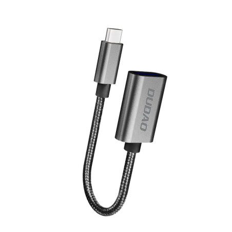 DUDAO L15T Kabelová redukce OTG USB-C na USB-A s nabíjením až 12W, černo-šedá