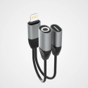 DUDAO L17i+ Redukce z Lightning na Jack 3,5/Lightning, černo-stříbrná
