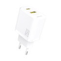 Dudao A26T GaN 25W nabíječka USB-C + USB-A - bílá