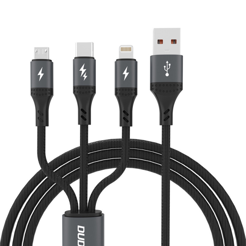Kabel Dudao L3E 3 in 1 pro nabíjení - černý