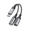 Dudao L13C+ 2v1 USB‑C adaptér pro nabíjení a hudbu – šedá