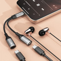 Dudao L13C+ 2v1 USB‑C adaptér pro nabíjení a hudbu – šedá