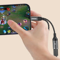 Dudao L13C+ 2v1 USB‑C adaptér pro nabíjení a hudbu – šedá