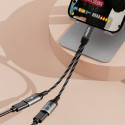 Dudao L13C+ 2v1 USB‑C adaptér pro nabíjení a hudbu – šedá