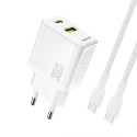 Dudao A27TCEU 30W GaN nabíječka PD USB-A/USB-C – bílá