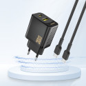 Nabíječka Dudao A27TEU 30W GaN USB-C/USB-A - černá