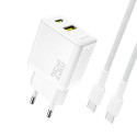 Nabíječka Dudao A26TCEU 25W GaN USB-C/USB-A PD QC - bílá
