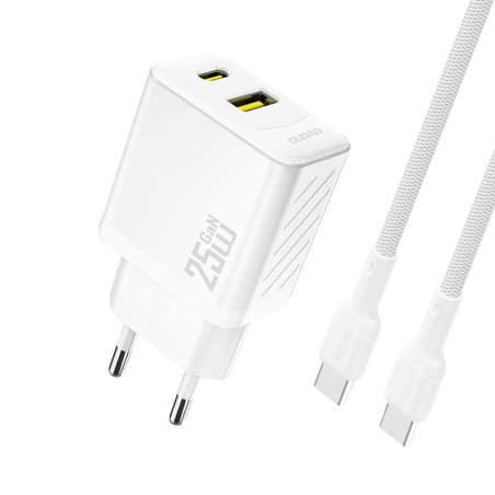 Nabíječka Dudao A26TCEU 25W GaN USB-C/USB-A PD QC - bílá