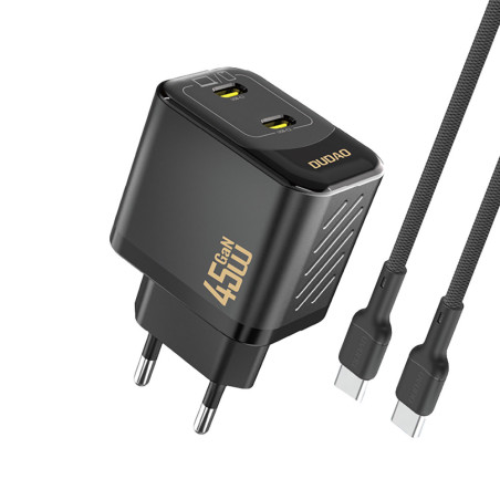 Dudao A28PCEU PD 45W GaN 2×USB-C nabíječka - černá