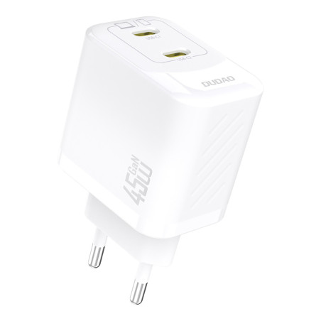 Dudao A28PEU 45W GaN 2×USB‑C nabíječka – bílá