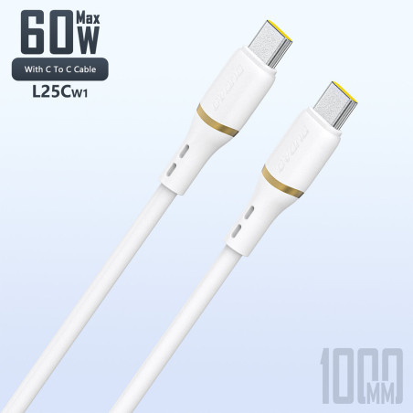 Dudao L25C kabel USB-C na USB-C 60W 1m bílá