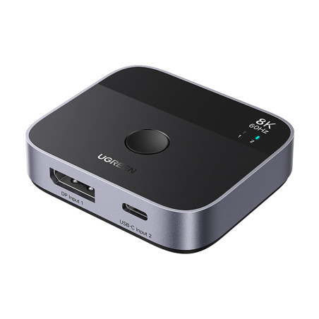 Ugreen 65878 přepínač DisplayPort/USB-C na USB-C - šedá