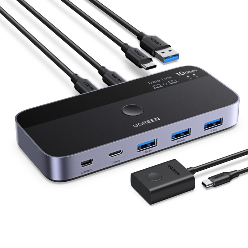 KVM switch Ugreen UGREEN SWITCH pro počítače - šedá