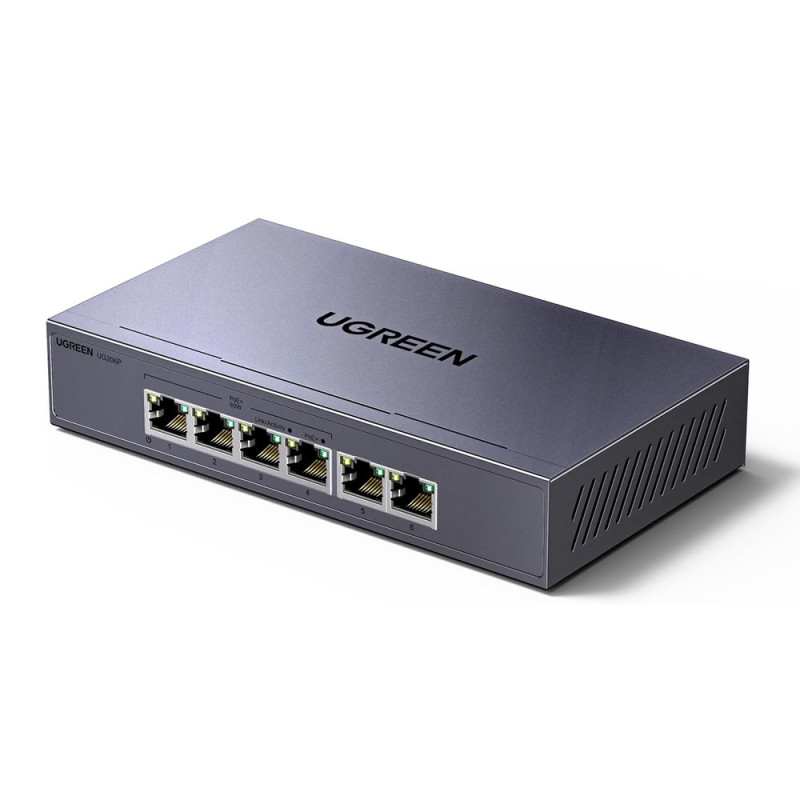 Ethernetový switch Ugreen CM753 pro PoE zařízení - šedá