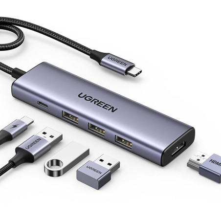 Ugreen CM511 15597 5v1 HUB USB-C - šedá