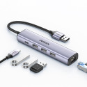 UGREEN CM475 USB hub 4v1 - šedý (USB 3.0, RJ-45, USB-C PD)